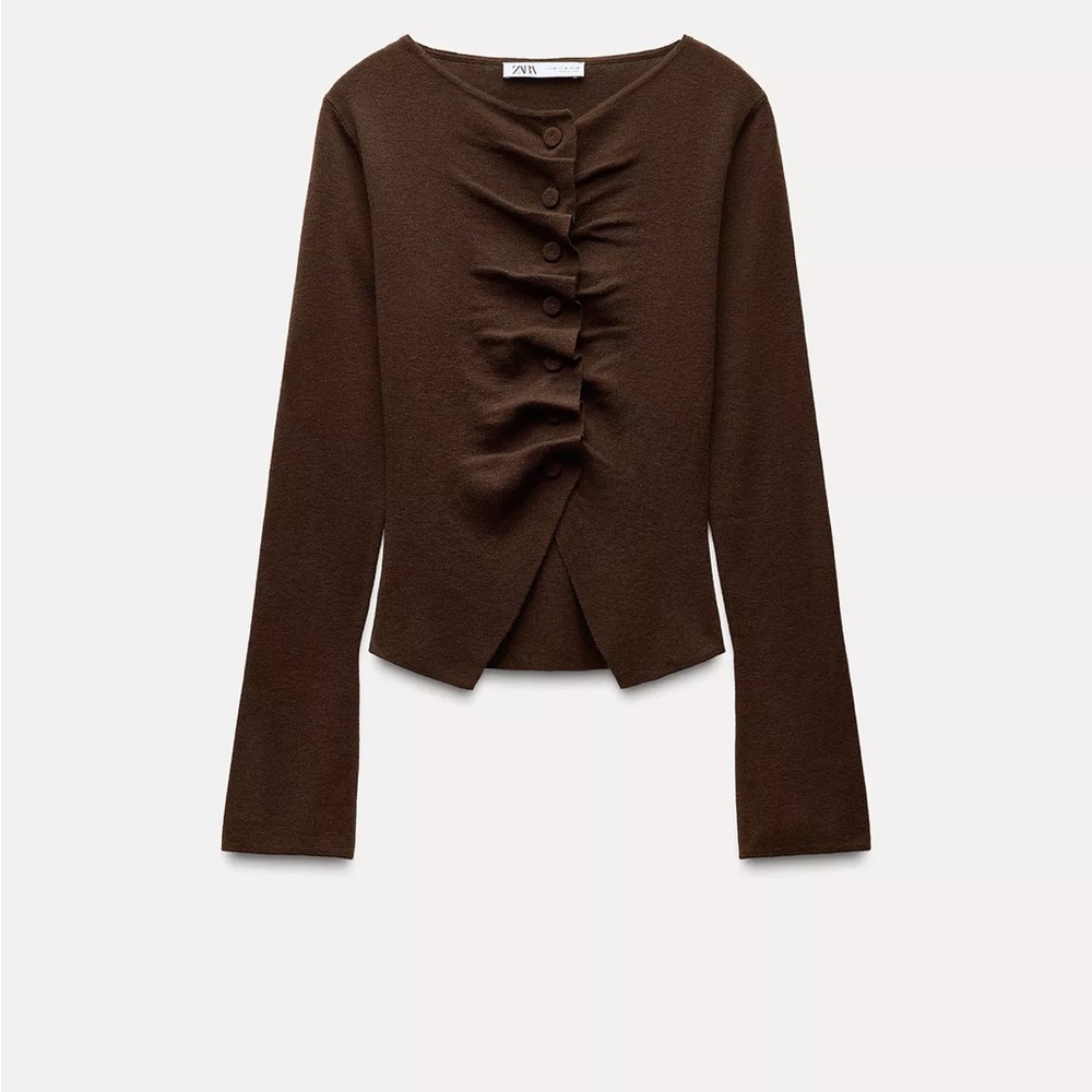 Zara Brown Ruched Top